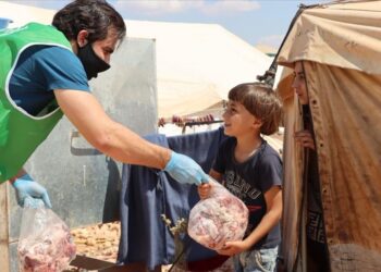 إدلب.. “الإغاثة التركية” توزع لحوما على 35 ألف أسرة